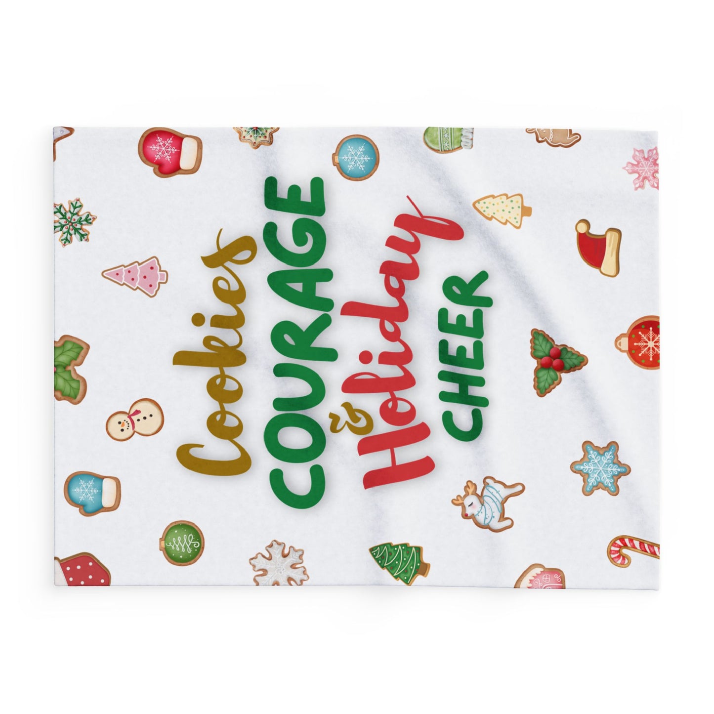 Cookies, Courage, & Holiday Cheer Fleece Blanket by Authentically Disasterous