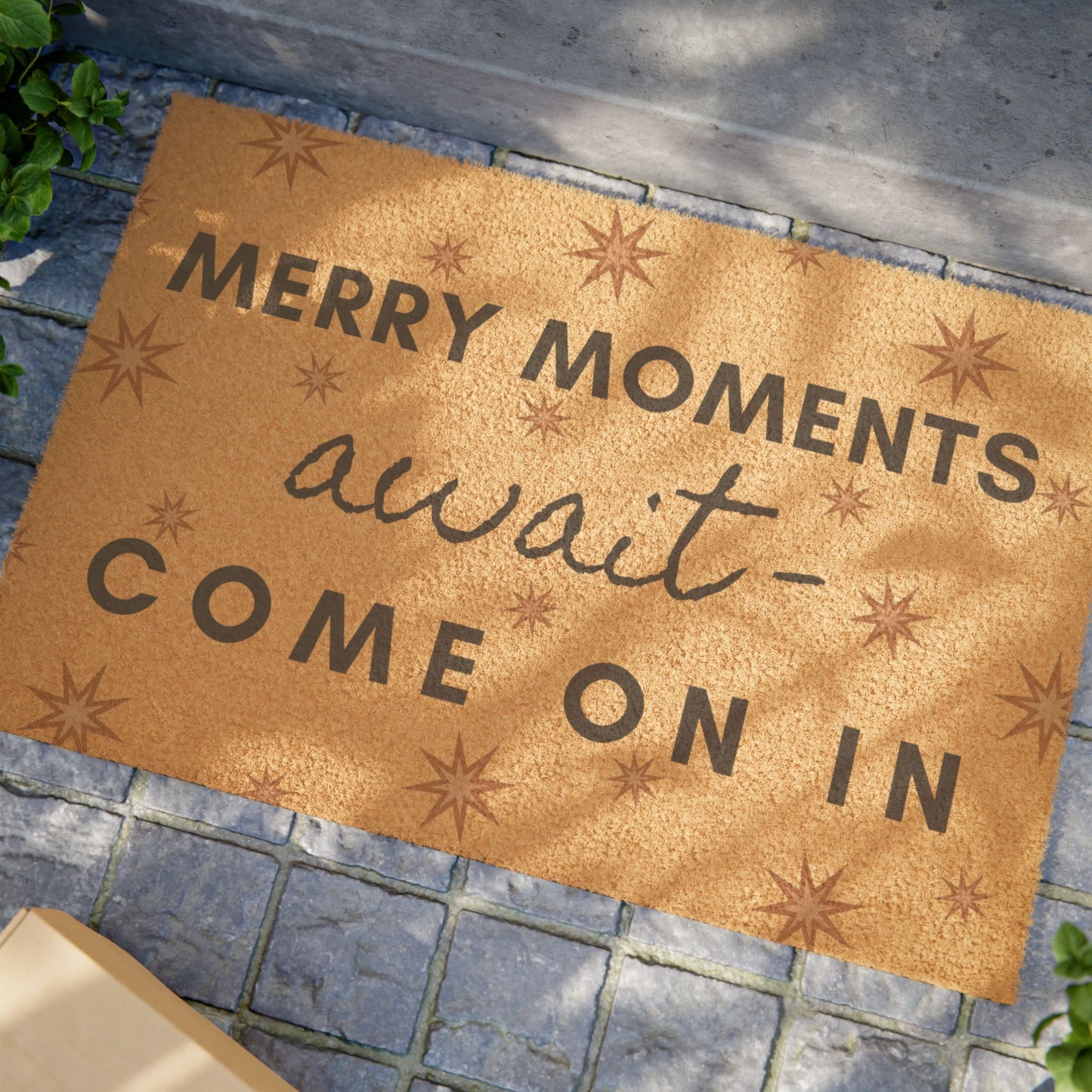 Merry Moments Await Doormat by Authentically Disasterous