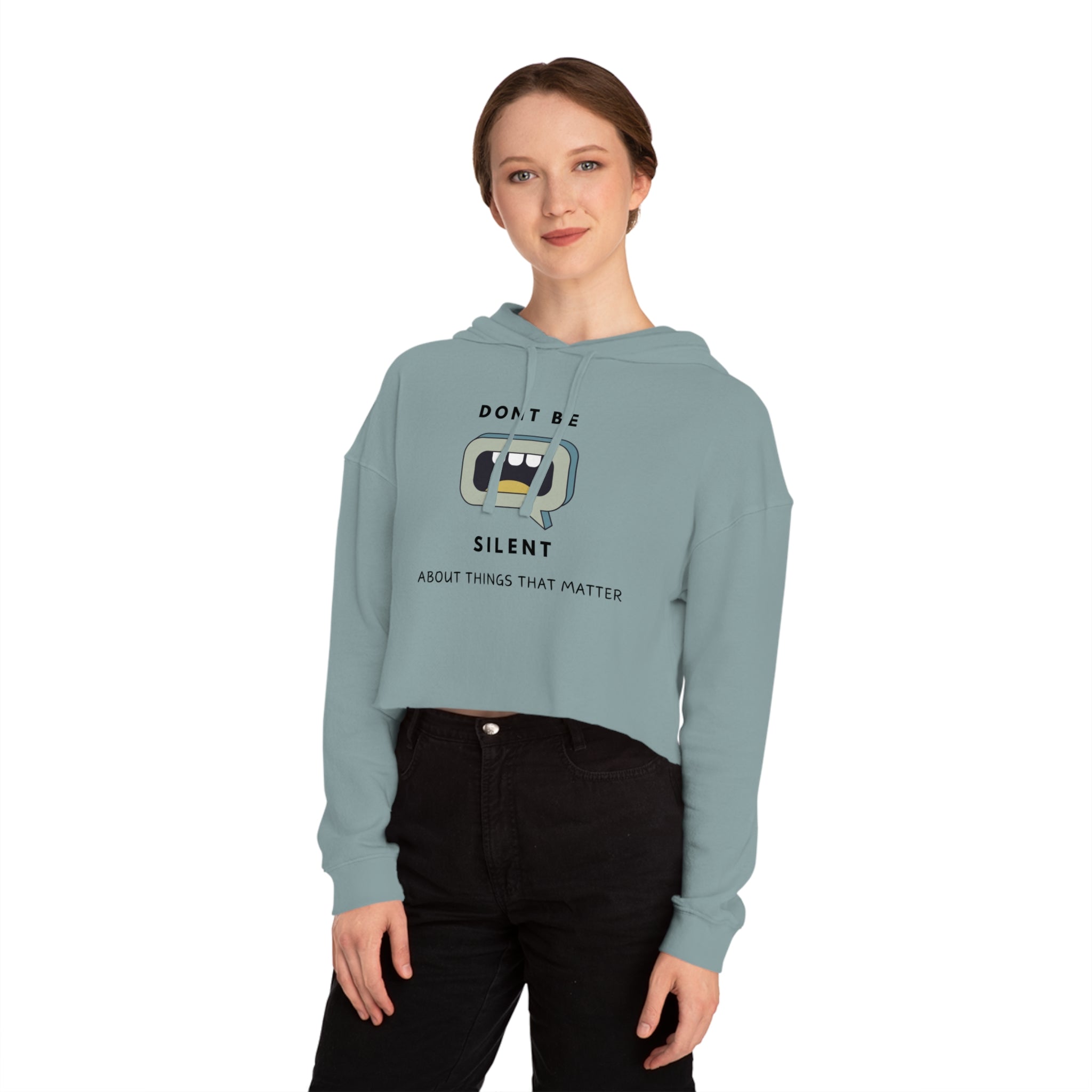 Not Afraid to Speak Cropped Hooded Sweater by Authentically Disasterous