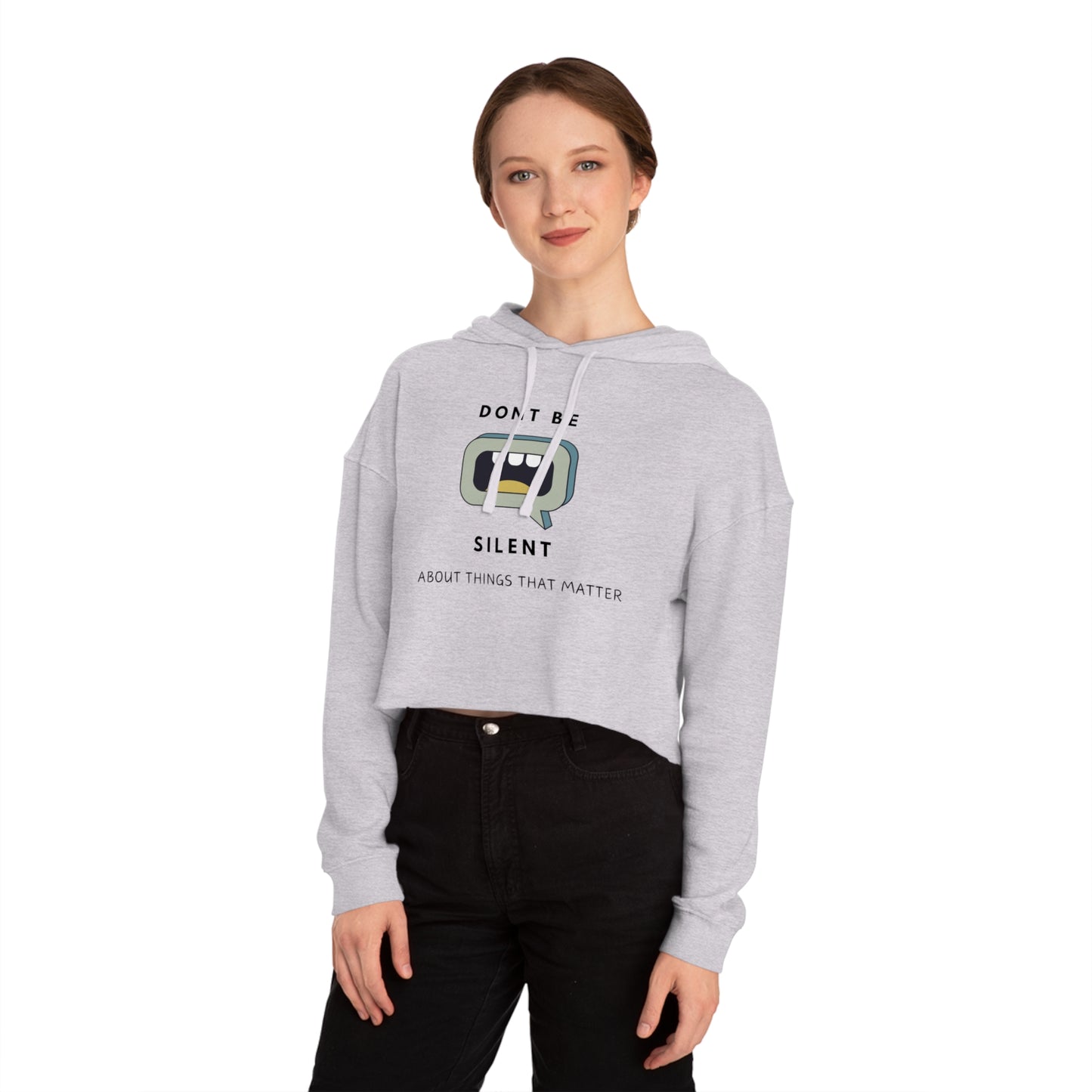 Not Afraid to Speak Cropped Hooded Sweater by Authentically Disasterous