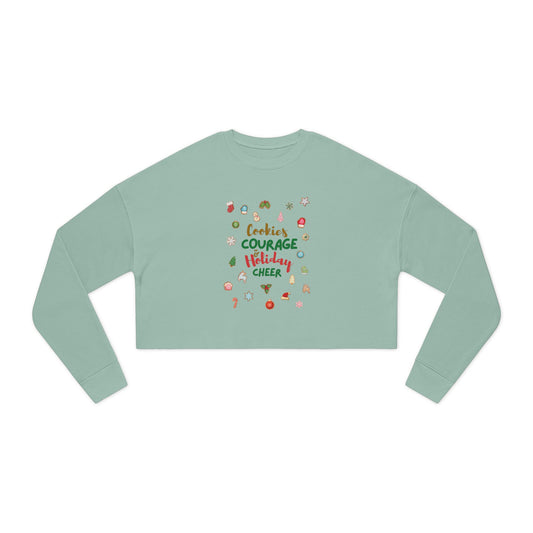 Cookies, Courage, & Cheer Cropped Holiday Sweater by Authentically Disasterous