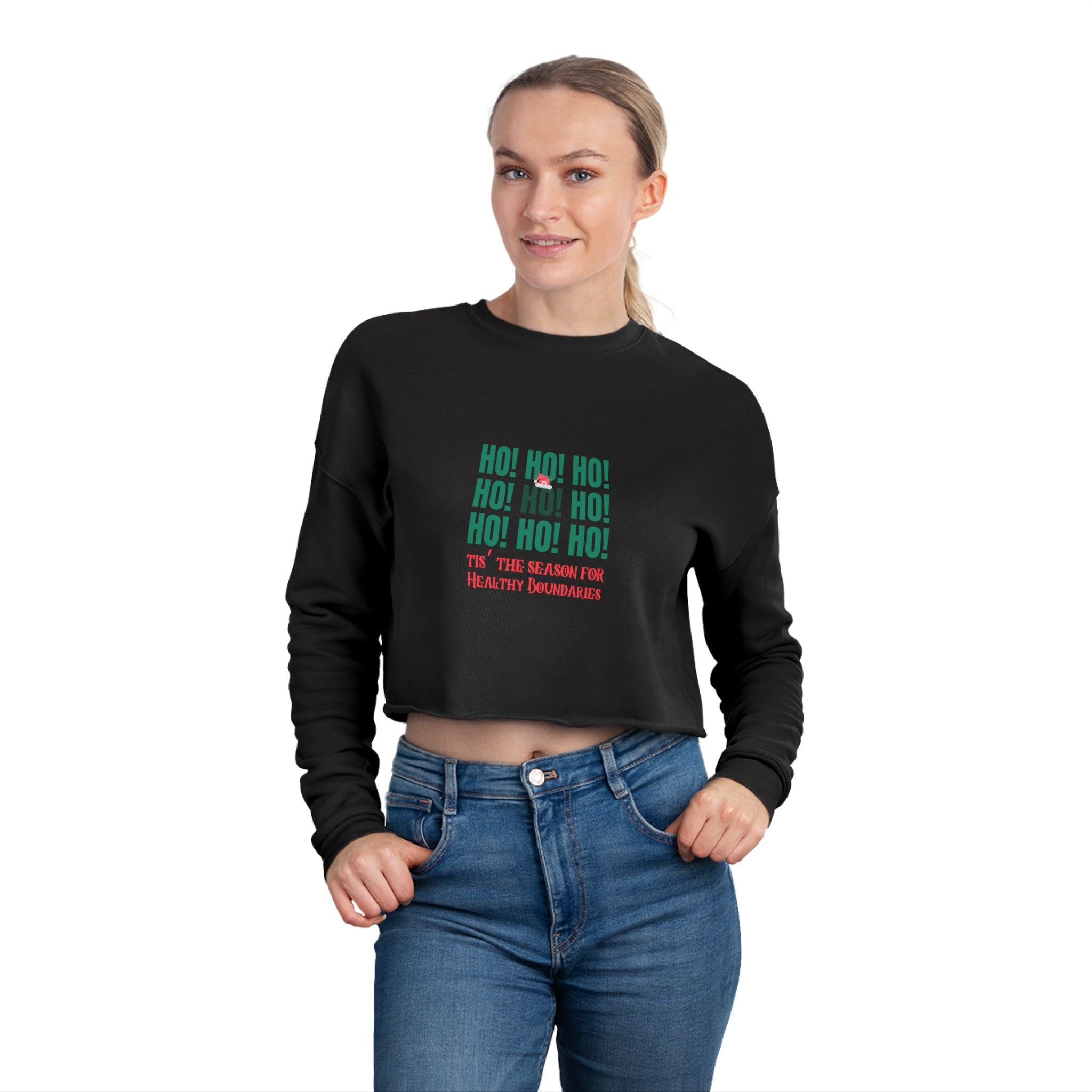 Healthy Boundaries Cropped Holiday Sweater by Authentically Disasterous