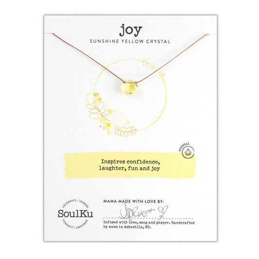 Soul Shine Handmade Necklace, Empowering Jewelry with Healing Crystal, Inspirational Jewelry for Women, Mom & Sister, 2"" Extender with Lobster Clasp, 16"" Nylon Cord (Sunshine Yellow, Joy)